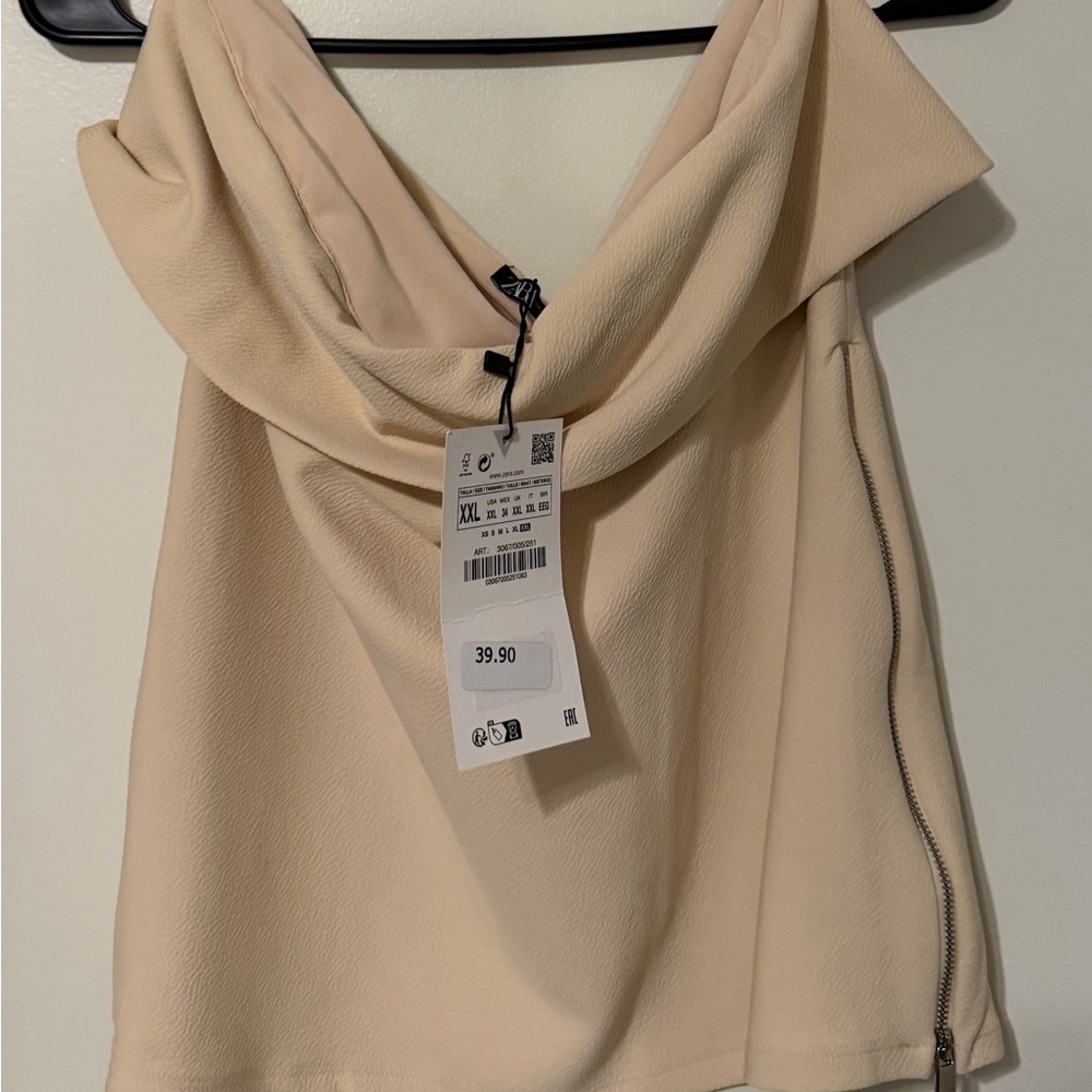 Zara Beige Cowl Neck Sweater